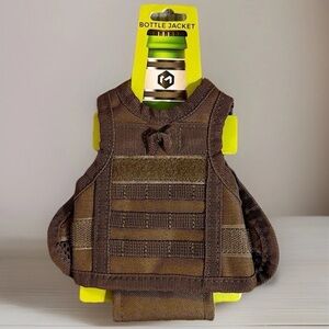 Bottle Jacket Kevlar Vest Style Beer Koozie Tactical Drink Cooler & Velcro Patch